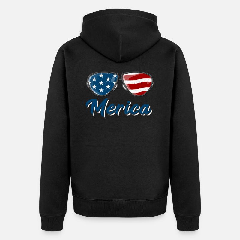 Merica - Unisex Premium Bio Zip Hoodie - Schwarz