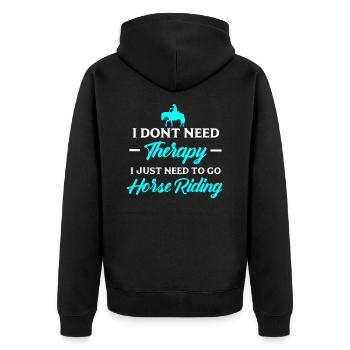 Reiten Pferde - Unisex Premium Bio Zip Hoodie - Schwarz - Hinten - Nico (187cm)