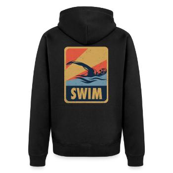 Passion swimming - Unisex Premium Organic Zip Hoodie - black - Back - Nico (187cm)