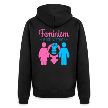 Feminism Is For Everybody - Unisex Premium Organic Zip Hoodie - black - Back - Nico (187cm)