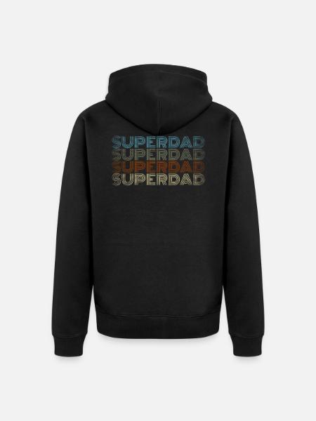 Papa, vader, cadeau Super, zeggend papa stiefvader - Uniseks Premium bio ziphoodie - zwart