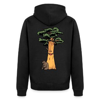 Urzeit Naturschutz Nachhaltigkeit Braunbär Bär - Unisex Premium Bio Zip Hoodie - Schwarz - Hinten - Nico (187cm)
