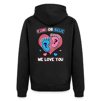 Rose ou bleu nous t'aimons - Veste à capuche bio Premium Unisexe - noir - Dos - Nico (187cm)