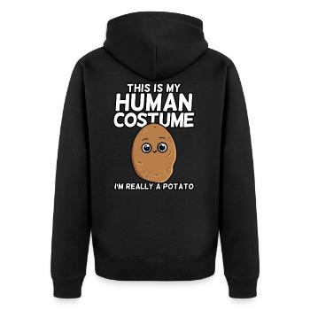 I'm Really A Potato - Unisex Premium Bio Zip Hoodie - Schwarz - Hinten - Nico (187cm)