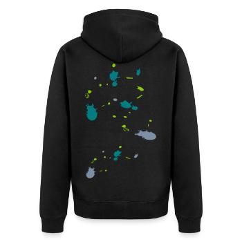 Farbklekse - Unisex Premium Bio Zip Hoodie - Schwarz - Hinten - Nico (187cm)