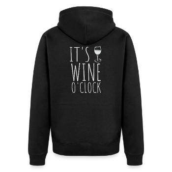 It's wine o'clock - drinking wine - Unisex Premium Organic Zip Hoodie - black - Back - Nico (187cm)