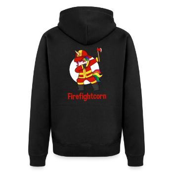 Fireman unicorn - Unisex Premium Organic Zip Hoodie - black - Back - Nico (187cm)