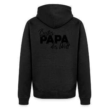 bester papa der welt - Unisex Premium Bio Zip Hoodie - Schwarz - Hinten - Nico (187cm)
