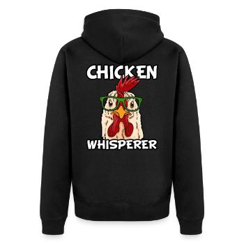 Chicken Whisperer - Unisex Premium Bio Zip Hoodie - Schwarz - Hinten - Nico (187cm)