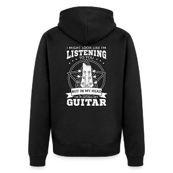 In My Head I'm Playing My Guitar - Unisex Premium Organic Zip Hoodie - black - Back - Nico (187cm)