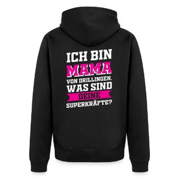 Mutter Mama Drillinge Liebe - Unisex Premium Bio Zip Hoodie - Schwarz - Hinten - Nico (187cm)
