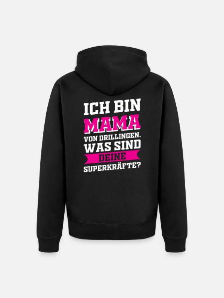 Mutter Mama Drillinge Liebe - Unisex Premium Bio Zip Hoodie - Schwarz