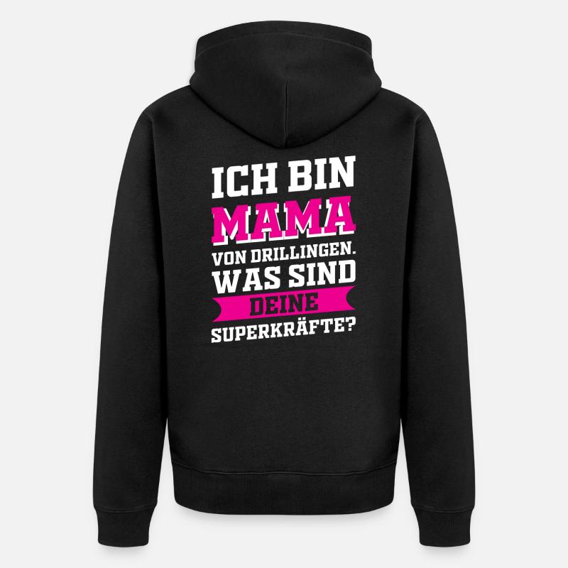 Mutter Mama Drillinge Liebe - Unisex Premium Bio Zip Hoodie - Schwarz