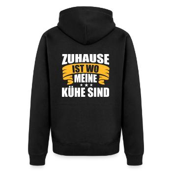 Landwirt Bauer Kühe - Unisex Premium Bio Zip Hoodie - Schwarz - Hinten - Nico (187cm)