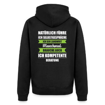 Landwirt Bauer - Unisex Premium Bio Zip Hoodie - Schwarz - Hinten - Nico (187cm)