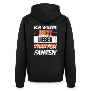 Landwirt Landwirtschaft Bauer Traktor - Unisex Premium Bio Zip Hoodie - Schwarz - Hinten - Nico (187cm)