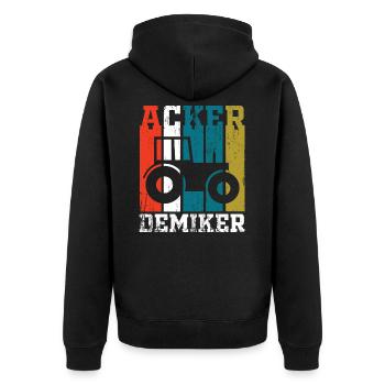 Landwirt Acker - Unisex Premium Bio Zip Hoodie - Schwarz - Hinten - Nico (187cm)