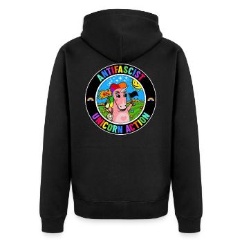 Action Licorne Antifasciste - Veste à capuche bio Premium Unisexe - noir - Dos - Nico (187cm)