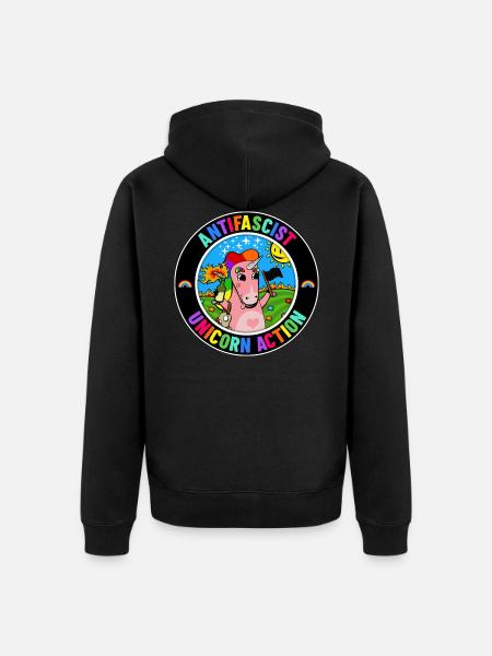 Action Licorne Antifasciste - Veste à capuche bio Premium Unisexe - noir