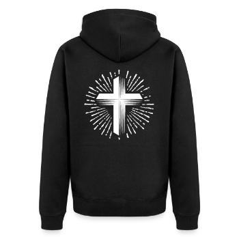 Croix chrétienne - Veste à capuche bio Premium Unisexe - noir - Dos - Nico (187cm)