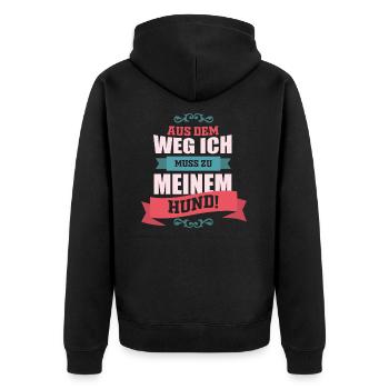 Hund - Unisex Premium Bio Zip Hoodie - Schwarz - Hinten - Nico (187cm)