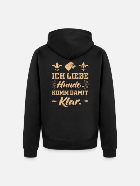 Hund Liebe - Unisex Premium Bio Zip Hoodie - Schwarz