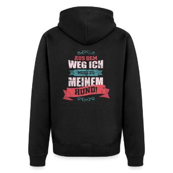 Hund Hundeliebe - Unisex Premium Bio Zip Hoodie - Schwarz - Hinten - Nico (187cm)