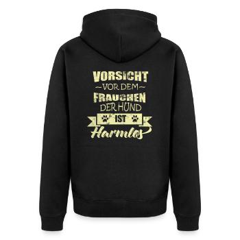 Hund lustiger Spruch - Unisex Premium Bio Zip Hoodie - Schwarz - Hinten - Nico (187cm)