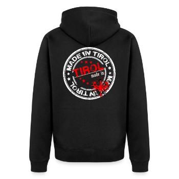 Tirol - Unisex Premium Bio Zip Hoodie - Schwarz - Hinten - Nico (187cm)