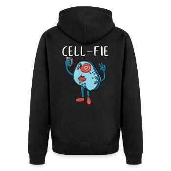 Cell-fie - Unisex Premium Bio Zip Hoodie - Schwarz - Hinten - Nico (187cm)