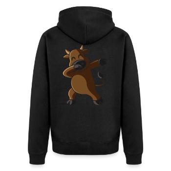 Kuh Dab, geschenk dabben dabbing stier tierisch - Unisex Premium Bio Zip Hoodie - Schwarz - Hinten - Nico (187cm)