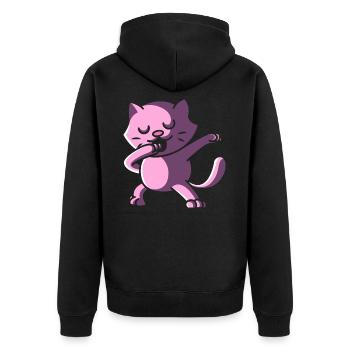 Chat tamponné, tamponnez l'animal mignon - Veste à capuche bio Premium Unisexe - noir - Dos - Nico (187cm)