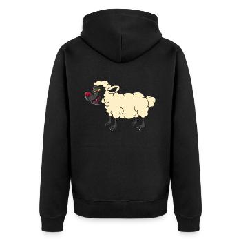Wolf im Schafspelz, tierisch märchen geschenk - Unisex Premium Bio Zip Hoodie - Schwarz - Hinten - Nico (187cm)