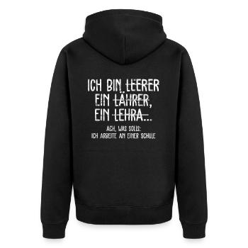 Lehrer Deutsch witziges Geschenk - Unisex Premium Bio Zip Hoodie - Schwarz - Hinten - Nico (187cm)