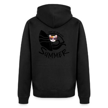 Katzen Sommer Lustig Handkoffer Kätzchen Geschenk - Unisex Premium Bio Zip Hoodie - Schwarz - Hinten - Nico (187cm)