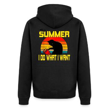 Katzen Sommer Lustig Handkoffer Kätzchen Geschenk - Unisex Premium Bio Zip Hoodie - Schwarz - Hinten - Nico (187cm)
