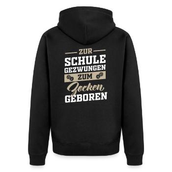Gamer Schule Schüler - Unisex Premium Bio Zip Hoodie - Schwarz - Hinten - Nico (187cm)