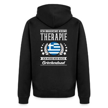 Griechenland - Unisex Premium Bio Zip Hoodie - Schwarz - Hinten - Nico (187cm)