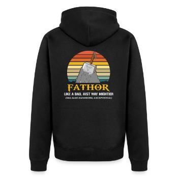 Birthday Father Father's Day factor gift idea - Unisex Premium Organic Zip Hoodie - black - Back - Nico (187cm)