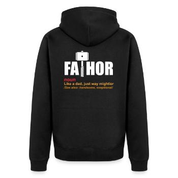 Vater - Unisex Premium Bio Zip Hoodie - Schwarz - Hinten - Nico (187cm)