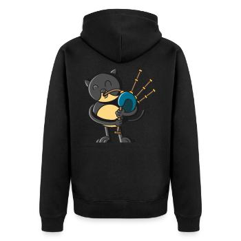 Chat écossais avec cornemuse, Ecosse - Veste à capuche bio Premium Unisexe - noir - Dos - Nico (187cm)