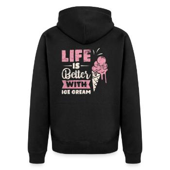 Sommer Sonne Eis Ice Cream - Unisex Premium Bio Zip Hoodie - Schwarz - Hinten - Nico (187cm)