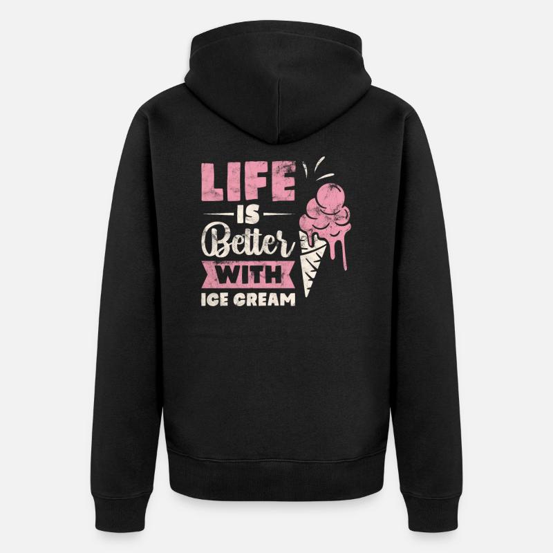 Crème glacée au soleil d'été - Veste à capuche bio Premium Unisexe - noir