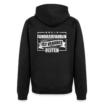 Bicyclist Vegan - Unisex Premium Organic Zip Hoodie - black - Back - Nico (187cm)