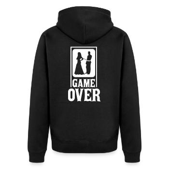 Game Over Bachelor Party JGA - Unisex Premium Organic Zip Hoodie - black - Back - Nico (187cm)