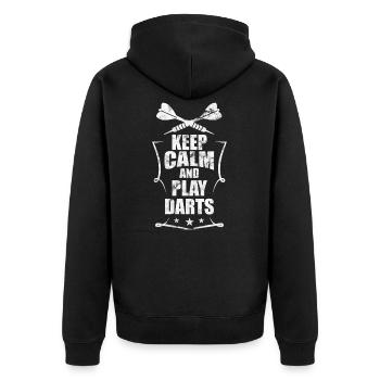 Darts Game Leisure Hobbies - Unisex Premium Organic Zip Hoodie - black - Back - Nico (187cm)