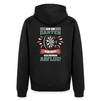 Dart Darts Darten Spruch - Unisex Premium Bio Zip Hoodie - Schwarz - Hinten - Nico (187cm)