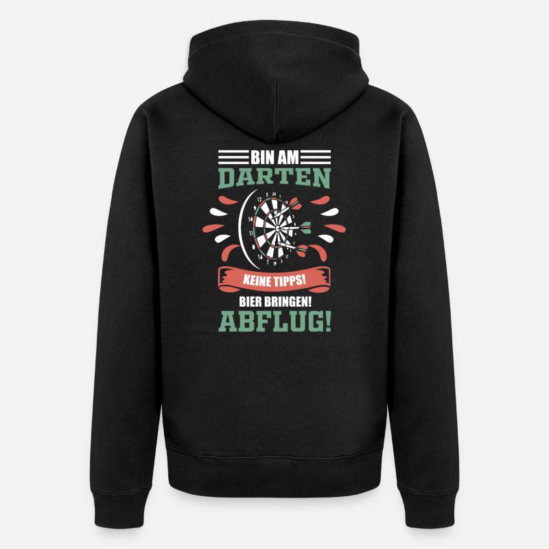 Dart Darts Darten Spruch - Unisex Premium Bio Zip Hoodie - Schwarz