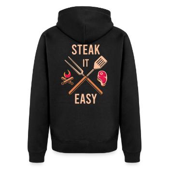 Steak It Easy, cadeau de viande barbecue barbecue alimentaire - Veste à capuche bio Premium Unisexe - noir - Dos - Nico (187cm)