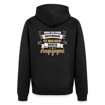 Katzen Katze Katzenhaare - Unisex Premium Bio Zip Hoodie - Schwarz - Hinten - Nico (187cm)